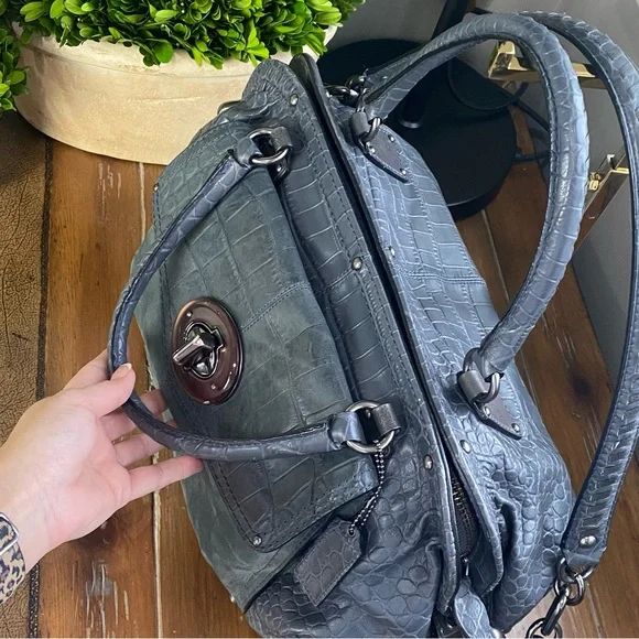 Coach Rare Sadie Exotic Croc Embossed and Suede Large Satchel - Picture 9 of 17